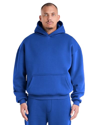 STATEMENT Basic Hoodie - Unisex Premium Pullover mit Kapuze (DE/NL/SE/PL, Alphanumerisch, L, Regular, Regular, Royal Blue) von STATEMENT