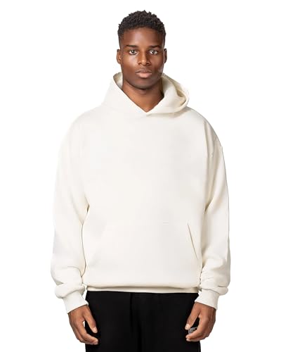 STATEMENT Basic Hoodie - Unisex Premium Pullover mit Kapuze (DE/NL/SE/PL, Alphanumerisch, S, Regular, Regular, Cream White) von STATEMENT