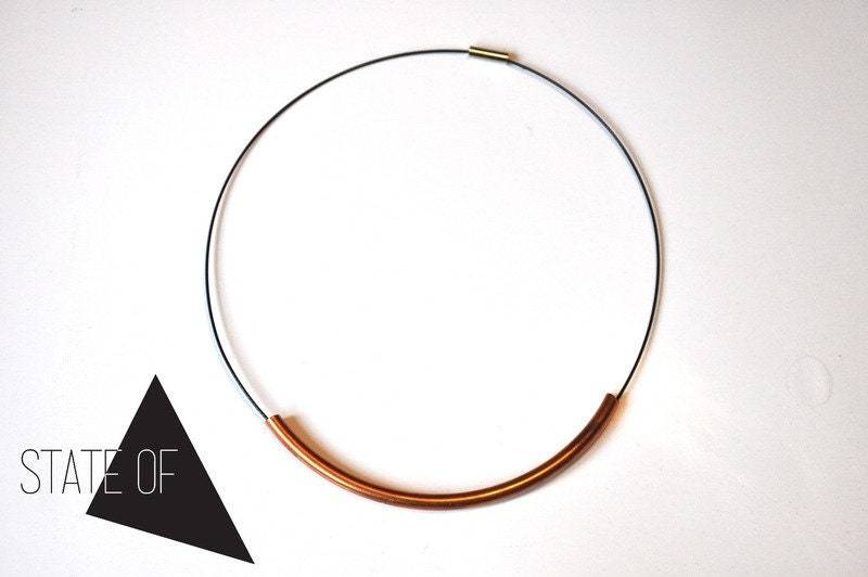 Geometrisch Kette Kurz Kupfer Edelstahldraht Schwarz von STATEOFAJewellery