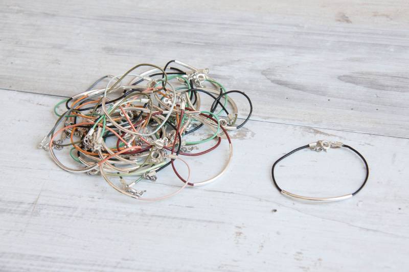 Leder Armband Tube Geometrisch Silber von STATEOFAJewellery