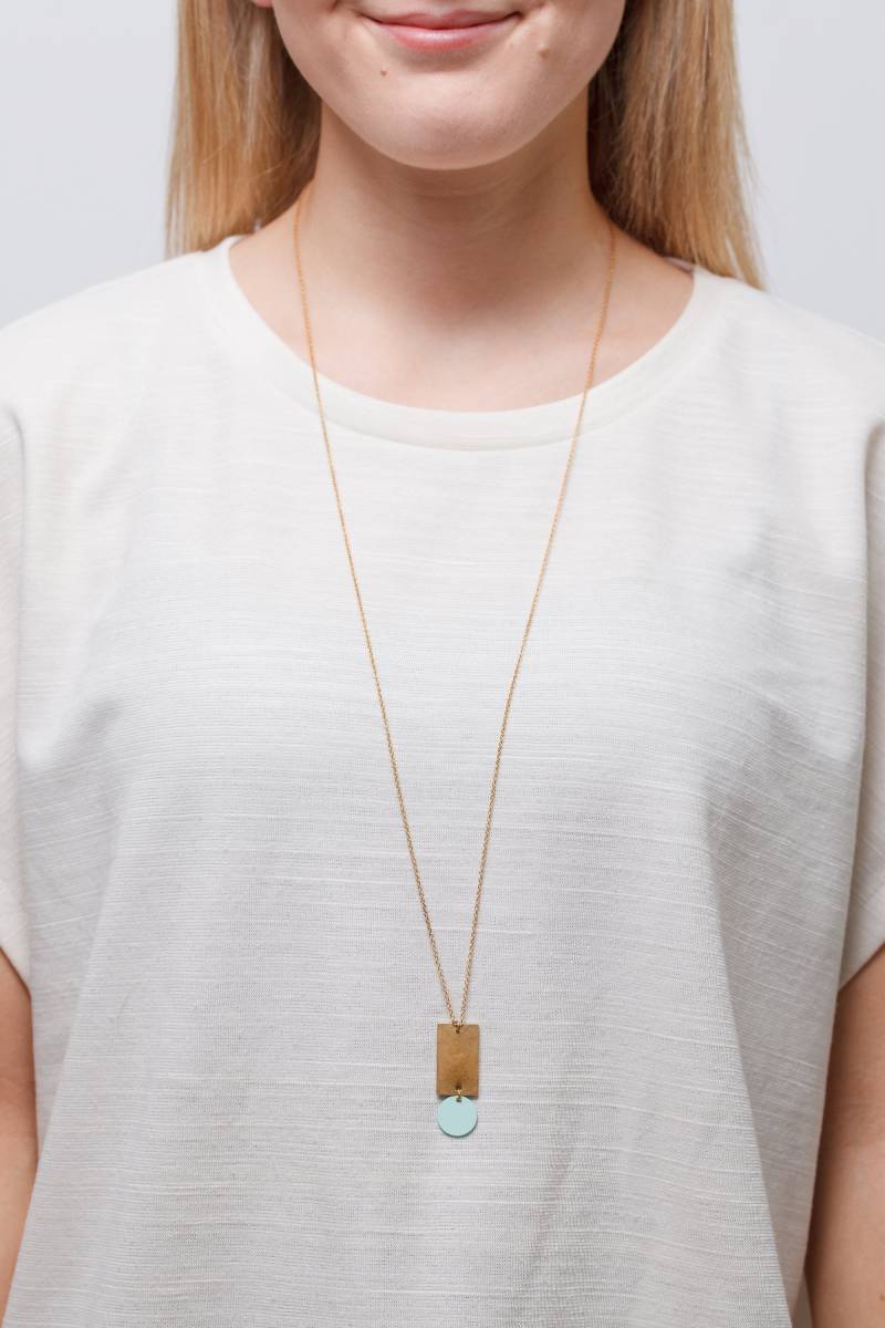 Necklace Long Matte Circle & Rectangle von STATEOFAJewellery