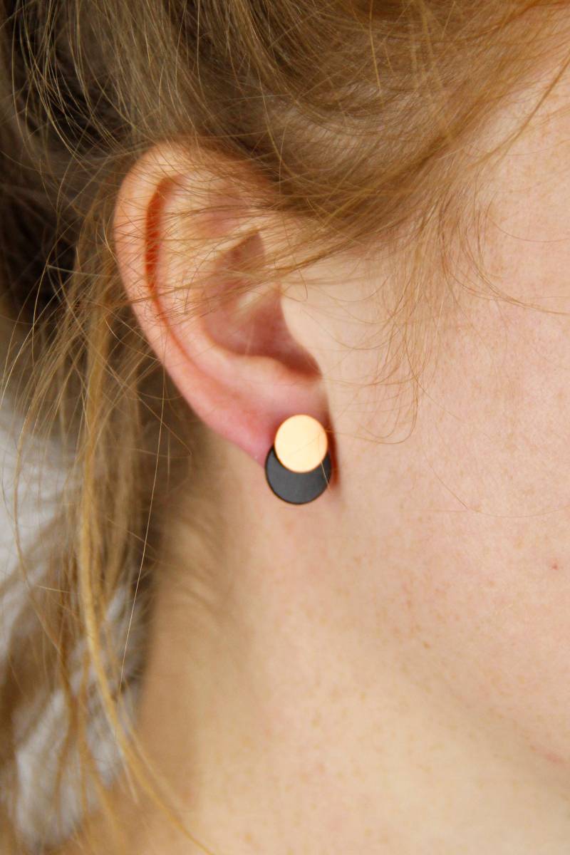 Ohrstecker Kupfer Schwarz 2 in 1 Kreis Circle von STATEOFAJewellery