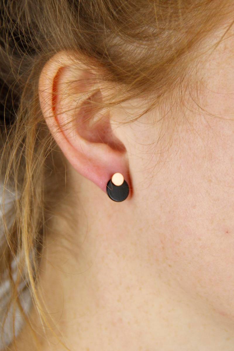 Ohrstecker Kupfer Schwarz 2 in 1 Kreis Circle von STATEOFAJewellery