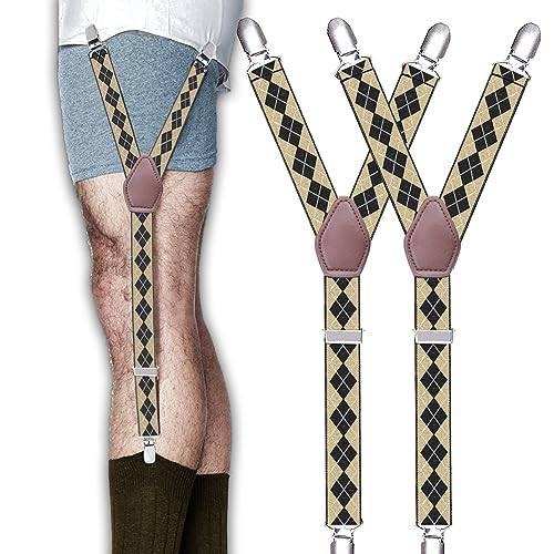 STAY GENT Hemdhalter Shirt Stays Herren, 2 Stk Hemd Halterung Straffer Shirt Strumpfband Hemd Träger Sockenhalter Men Shirt Holder Suspenders mit Non-Slip Klemmen Halten Sie Hemd Sock Versteckt,Gelb von STAY GENT