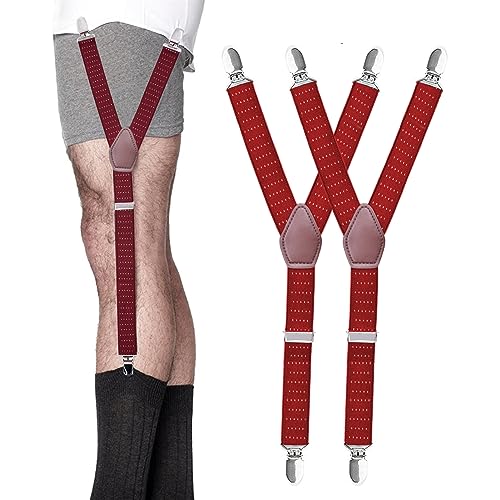 STAY GENT 2 Stk Hemdhalter für Herren, Shirt Stays Hemd Halterung Straffer Strumpfband Hemd Träger Sockenhalter Men Shirt Holder mit Non-Slip Verriegelung Klemmen zu Halten Sie Hemd Versteckt,Rot von STAY GENT