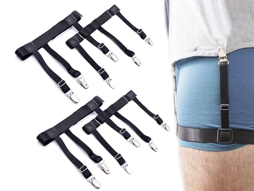 STAY GENT Hemdhalter 2 Paar(4 Stück) Shirt Stays Herren - Damit das Hemd in der Hose Bleibt Schwarz von STAY GENT