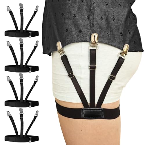STAY GENT 4Stücke Herren Hemdhalter Einstellbar Elastisch Hemd-Halter Strumpfband für Polizei Militär Behalten Hemd Versteckt In für Damen mit Nicht Rutschfest Verriegelung Klammern 2 Paar von STAY GENT