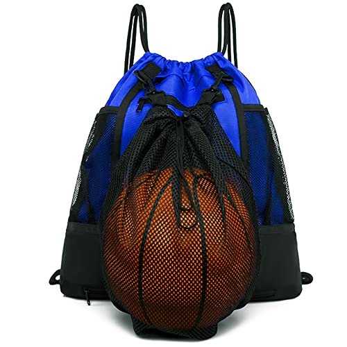 STAY GENT Drawstring Basketball Rucksack Fussball Rucksack für Jugendliche Turnbeutel Jungen Kinder Fußballtasche Soccer Volleyball Sportbeutel Outdoor mit Ballnetz Ball Tasche für Fitnessstudio Blau von STAY GENT