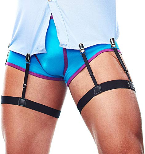 STAY GENT HemdHalter 4 Stück Shirt Stays Herren -Hemd Halterung Straffer Damit das Hemd in der Hose Bleibt Hemd halter Oberschenkel Schwarz von STAY GENT