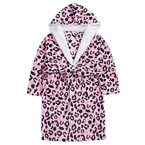 STC Stores Bademantel für Kinder / Mädchen, Leopardenmuster, Fleece, 7–13 Jahre, Pink, rose, 13 Jahre von STC Stores