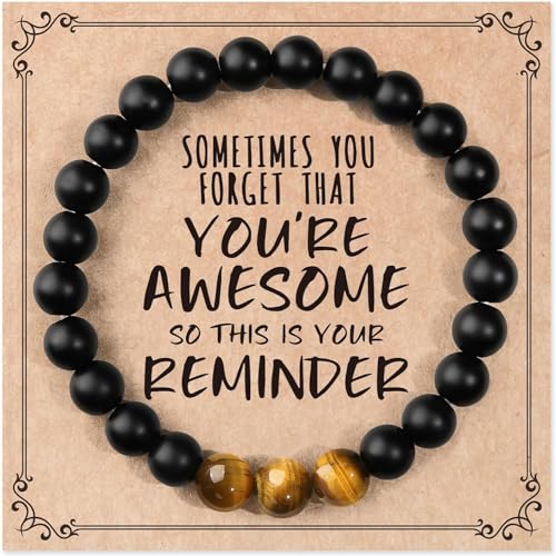 STCORPS7 Naturstein-Armbänder für Herren – 8 mm Tigerauge, matter Achat & Lavastein Armband-Set, Geschenke für Weihnachten, Geburtstag, Jahrestag, Vatertag Geschenke für Ihn (You're Awesome) von STCORPS7