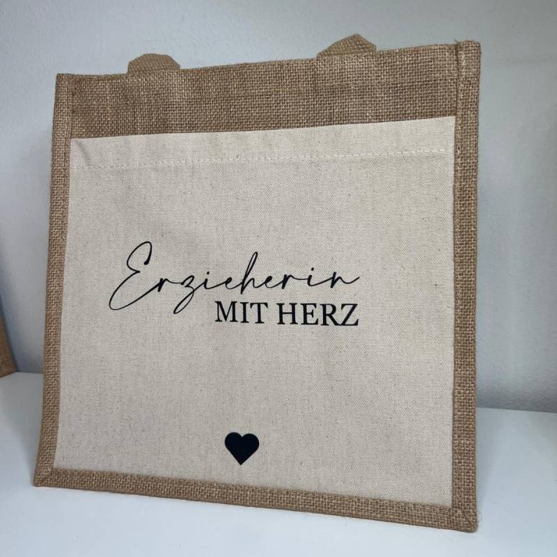 Hebamme | Lehrerin Erzieherin Geschenk Jutetasche Mit Herz Logo von STDESIGNN