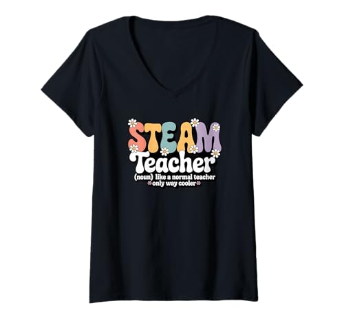 Damen STEAM-Lehrer, Wissenschaft, Technologie, Kunst, Mathe-Schule T-Shirt mit V-Ausschnitt Damen STEAM-Lehrer, Wissenschaft, Technologie, Kunst, Mathe-Schule T-Shirt mit V-Ausschnitt von STEAM Teacher Apparel for Women & Men