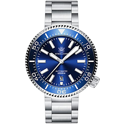 STEELDIVE 2020 Neue Uhr SD1976 Edelstahl 100m Taucheruhren mit Keramiklünette Automatische Mechanische NH35 Armbanduhr Herren, Modell 1, Modern von STEELDIVE