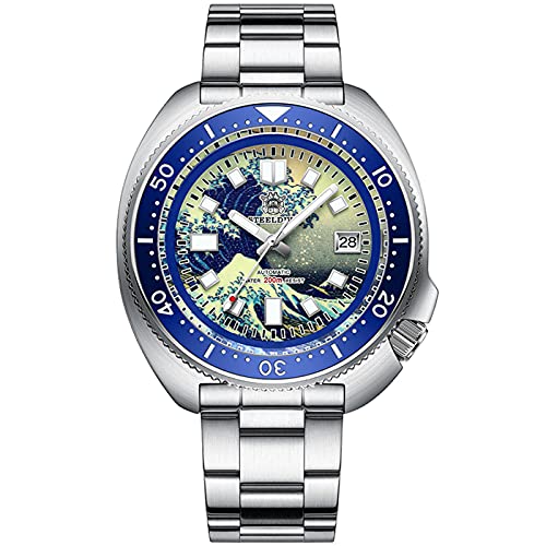 STEELDIVE Kanagawa Turtle SD1970J Vollleuchtendes Zifferblatt, Keramiklünette, NH35, automatische Herren-Tauchuhr, Blau, M, Taucheruhr STEELDIVE Kanagawa Turtle SD1970J Vollleuchtendes Zifferblatt, Keramiklünette, NH35, automatische Herren-Tauchuhr, Blau, M, Taucheruhr von STEELDIVE