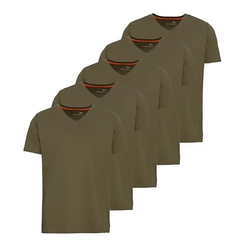 PARFORCE 5er Pack Herren Jagd T-Shirts Olivgrün V-Kragen Regular Fit (as3, Alpha, s, Regular, Regular) von STEIGER