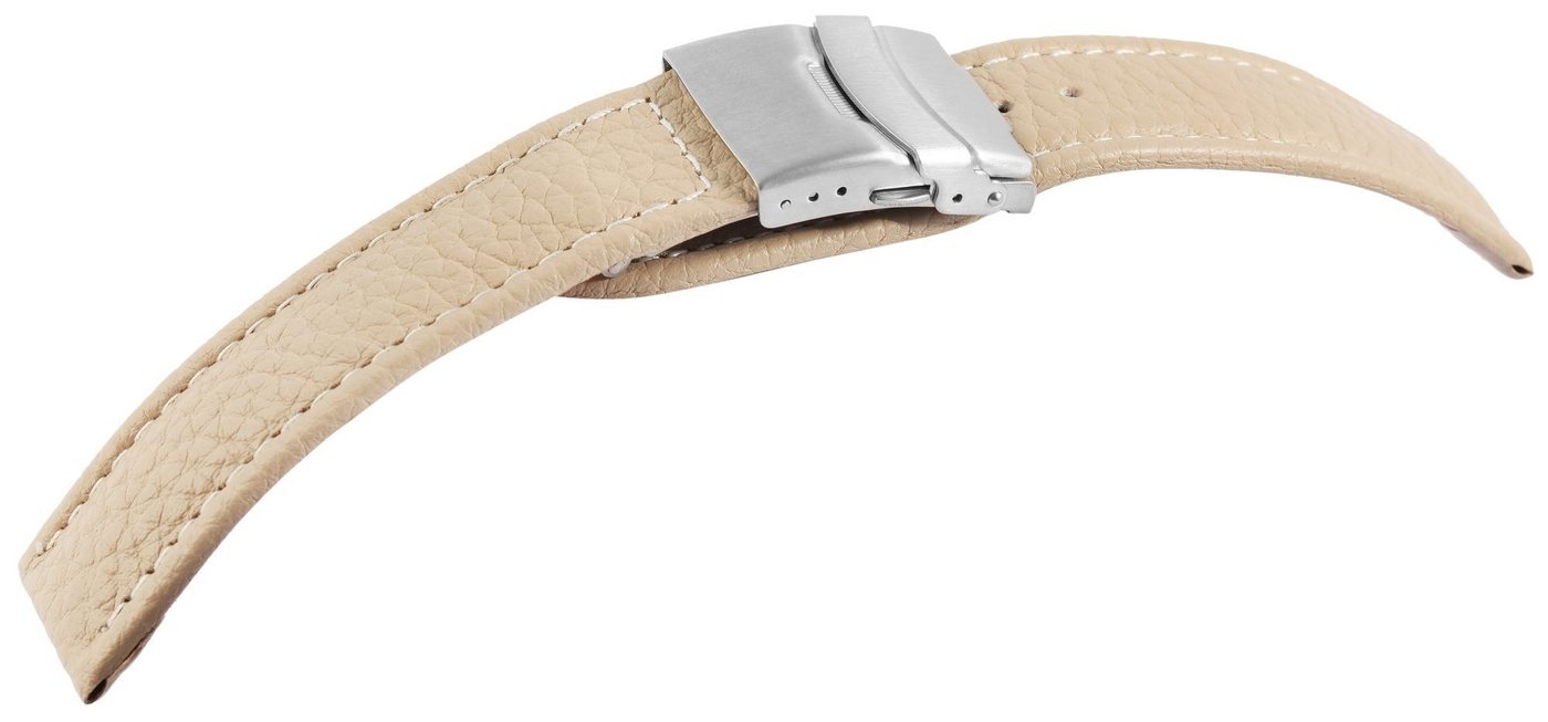 STEINMEISTER Uhrenarmband 8000384 Echtleder-Uhrenarmband, beige, Faltschließe, 22 mm / 24 von STEINMEISTER