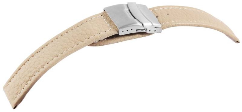 STEINMEISTER Uhrenarmband 8000384 Echtleder-Uhrenarmband, beige, Faltschließe, 22 mm / 24 von STEINMEISTER