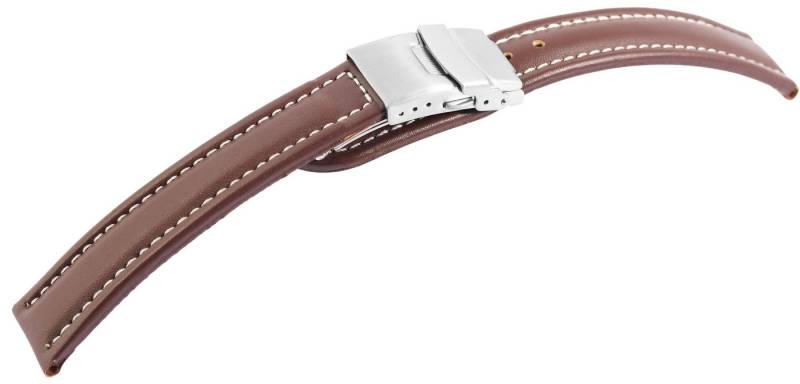 STEINMEISTER Uhrenarmband 8000386 Echtleder-Uhrenarmband, braun, weiße Naht, Faltschließe von STEINMEISTER