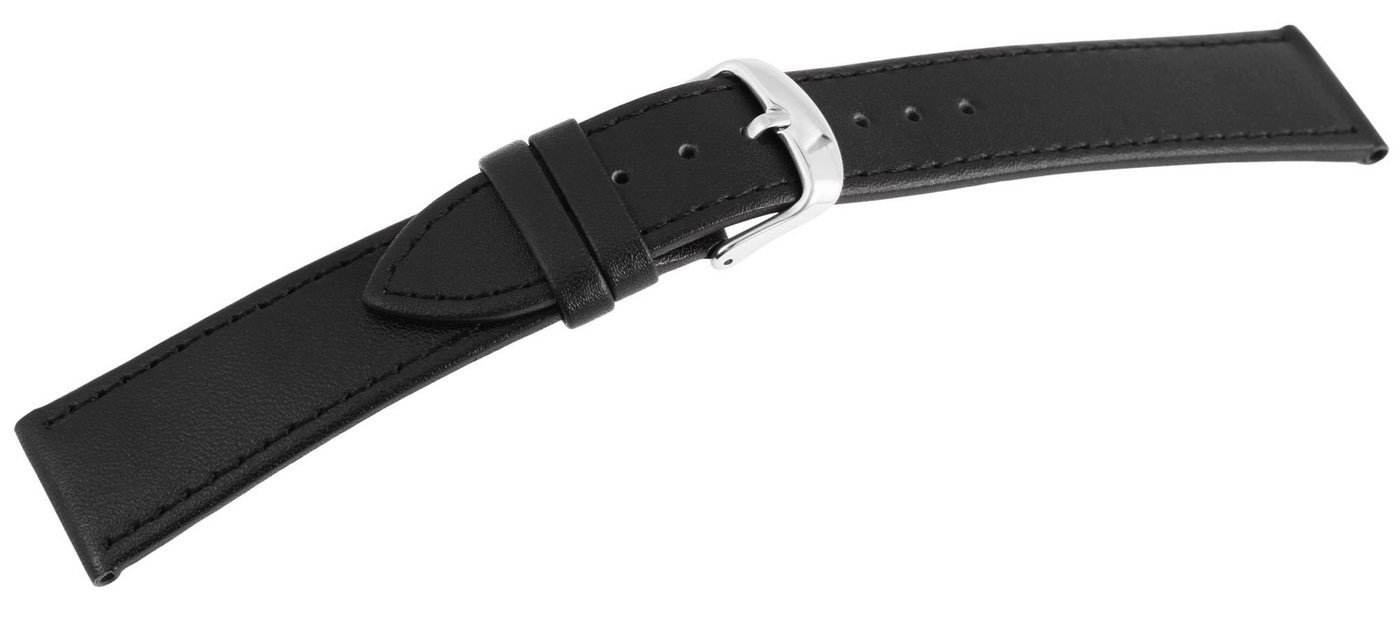 STEINMEISTER Uhrenarmband Doll Echtleder, schwarz/silberfarbig, 10 mm - 26 mm von STEINMEISTER