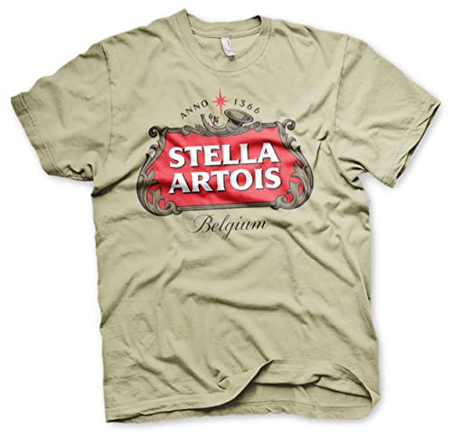 STELLA ARTOIS Offizielles Lizenzprodukt Belgium Logo Herren T-Shirt (Beige), X-Large von STELLA ARTOIS