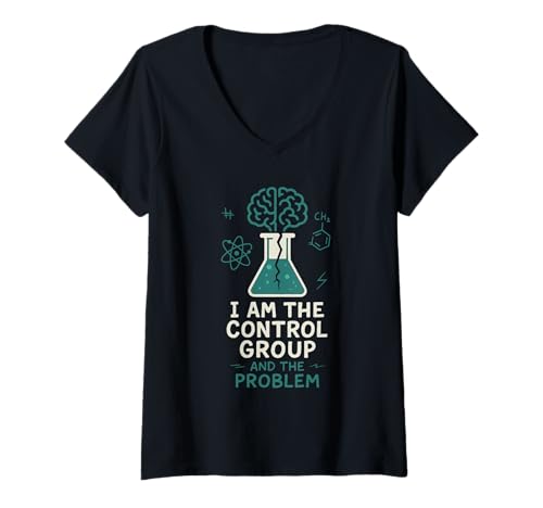 Damen Mad Scientist Chaos Control Chemie Humor Geschenk T-Shirt mit V-Ausschnitt Damen Mad Scientist Chaos Control Chemie Humor Geschenk T-Shirt mit V-Ausschnitt von STEM Lab Nerd Controlled Beaker Explosion Club