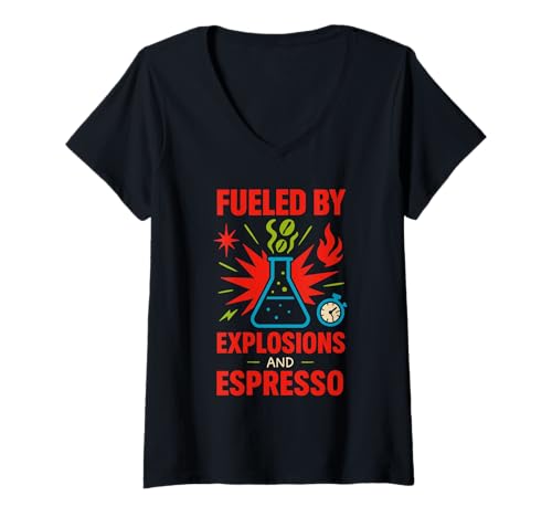 Damen Mad Scientist Chaos Control Chemie Humor Geschenk T-Shirt mit V-Ausschnitt Damen Mad Scientist Chaos Control Chemie Humor Geschenk T-Shirt mit V-Ausschnitt von STEM Lab Nerd Controlled Beaker Explosion Club