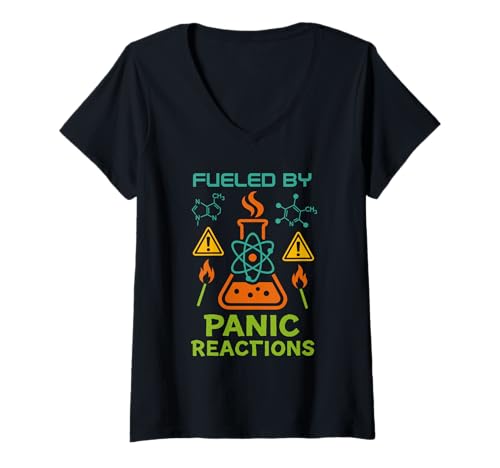 Damen Mad Scientist Chaos Control Chemie Humor Geschenk T-Shirt mit V-Ausschnitt Damen Mad Scientist Chaos Control Chemie Humor Geschenk T-Shirt mit V-Ausschnitt von STEM Lab Nerd Controlled Beaker Explosion Club
