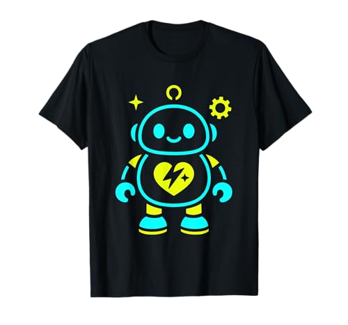 Himmelblauer Roboterhelfer mit Stern und Herz für Kinder, Jugendliche und Teenies T-Shirt von STEM Makers Teachers Kids Children Youngsters Club