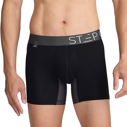 STEP ONE Boxershorts Herren - Feuchtigkeitsabweisende Unterhosen Männer, Herren Unterhosen Boxershorts mit 3D Tasche + Scheuerschutz, Organische Bambus Unterwäsche von STEP ONE
