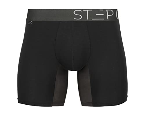 STEP ONE | Herren-Boxershorts aus Bambus (länger) | Anti-Scheuern, feuchtigkeitsableitende Unterwäsche für Herren, Schwarze Johannisbeeren, M von STEP ONE