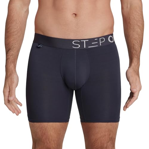 STEP ONE Herren Boxershorts - feuchtigkeitsabweisende Männer Boxershorts, Unterhosen mit 3D Tasche + Scheuerschutz, organische Bambus Unterwäsche Grey 2XL von STEP ONE