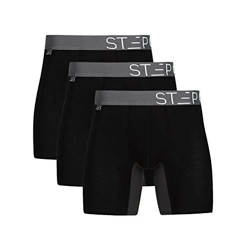 Step One Boxershorts Herren - 5er Pack Feuchtigkeitsabweisende Unterhosen Männer, Herren Unterhosen Boxershorts mit 3D Tasche + Scheuerschutz, Organische Bambus Unterwäsche von STEP ONE