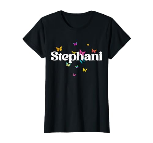 Stephani - Schöner Mädchen Name mit bunten Schmetterlingen T-Shirt Stephani - Schöner Mädchen Name mit bunten Schmetterlingen T-Shirt von STEPHANI Tochter Enkel Geburtstag Geschenkideen