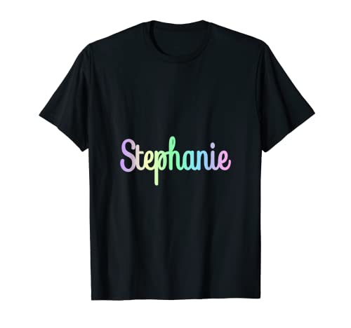 STEPHANIE Minimalistischer Regenbogen-Text für Damen T-Shirt von STEPHANIE Funny Sassy Custom Name Gift