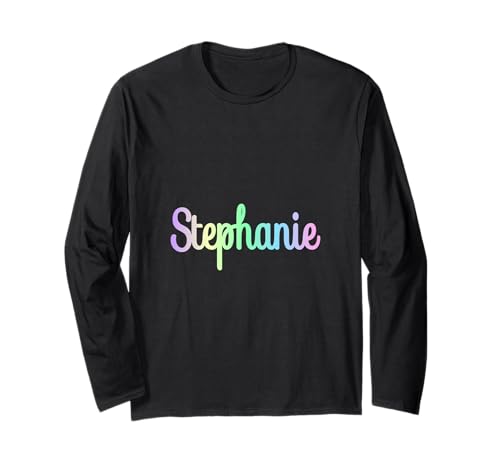 Stephanie Minimalistischer Regenbogen Einfarbiger Text Lustige Neuheit Damen Langarmshirt von STEPHANIE Funny Sassy Custom Name Gift