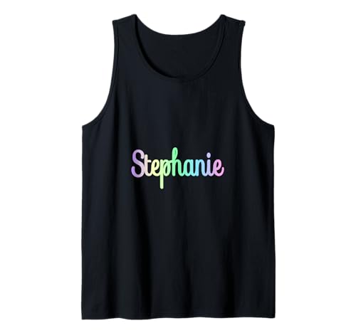 Stephanie Minimalistischer Regenbogen Einfarbiger Text Lustige Neuheit Damen Tank Top von STEPHANIE Funny Sassy Custom Name Gift