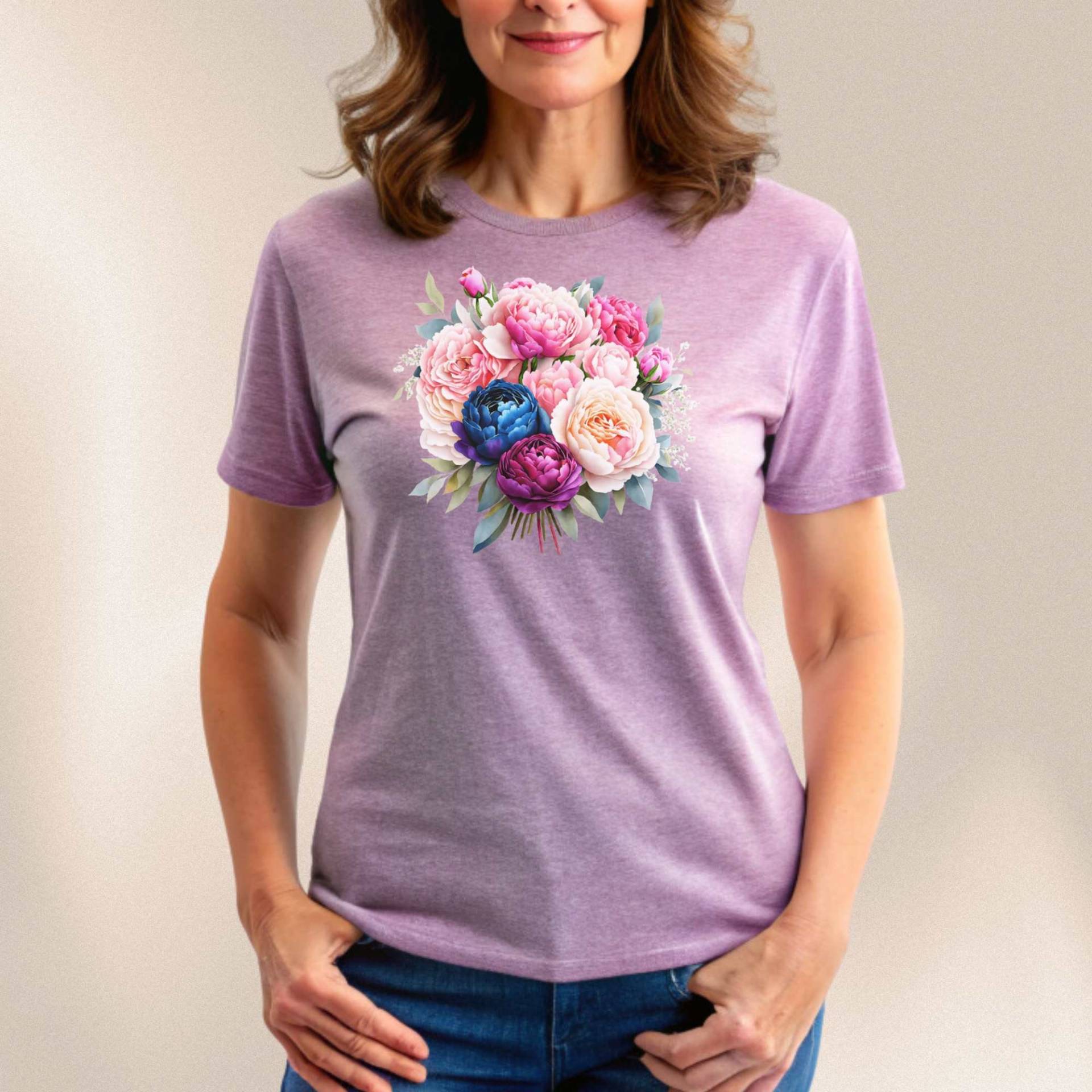 Blumen Shirt Pfingstrosen | Damen T-Shirt Geschenk Für Sie Für Meine Freundin von STEPHANIEARTLaden
