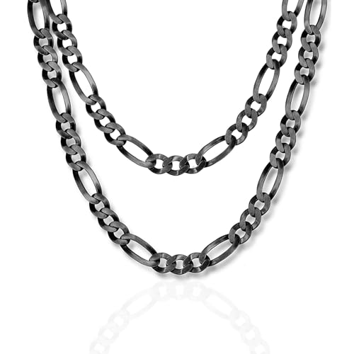 Herren Halskette Echt Silber 925 Figaro 50cm Schwarz Oxidiert Maskulines Design von STERLL