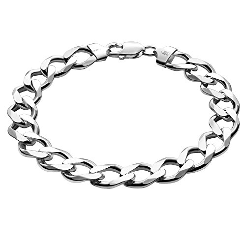 Armband aus massivem 925 Silber für Männer – edles Silberarmband mit Karabinerverschluss – Länge 22 cm, Breite 12,8 mm, Allergiker geeignet von STERLL