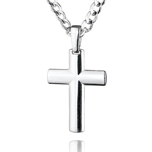 STERLL Herren Kette Silber 925 Kreuz-Anhänger aus Sterlingsilber 60cm Ökologische Verpackung Geschenk für Männer von STERLL