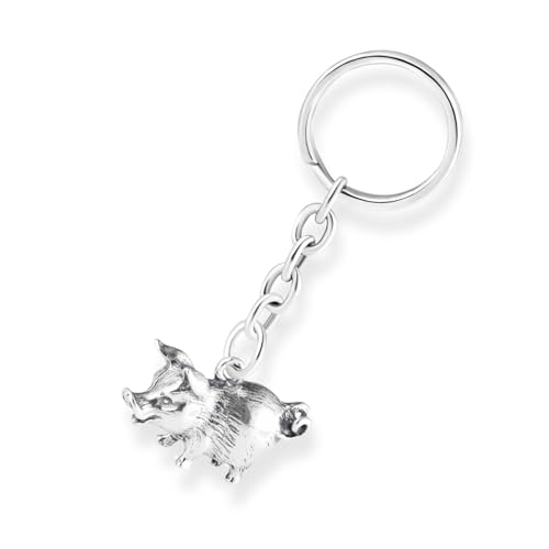 Herren Schlüsselanhänger Mit Glücksbringer Schweinchen Aus Hochglanzpoliertem 925 Silber von STERLL