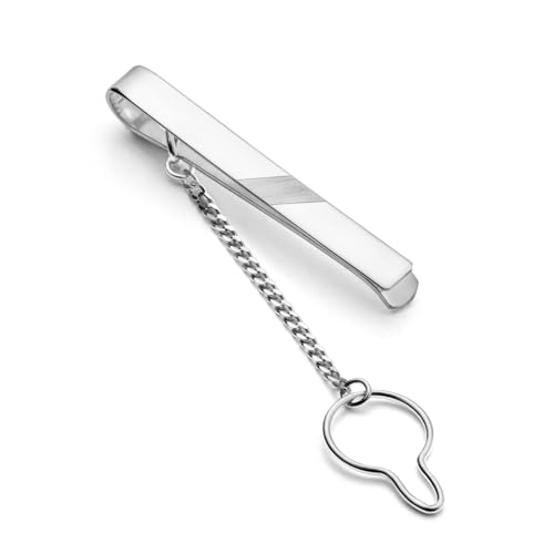 Herren Krawattenspange Aus 925 Silber Mit Gebürstetem Design Und Sicherheitskette von STERLL