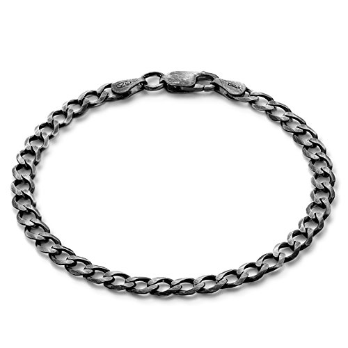 STERLL Herren Silberarmband Sterling-Silber 925 21cm Schwarz Oxidiert Ökologische Verpackung Kleine Geschenke für Männer von STERLL