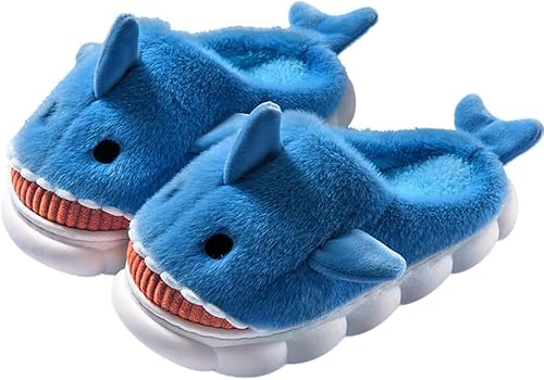 Hausschuhe Damen Herren Winter Warm Plüsch Schlappen Hai Hausschuhe Tier Rutschfeste Home Slippers, Damen Hausschuhe Herren hausschuhe Warme Plüsch Hausschuhe Bequeme Hausschuhe (Dunkelblau,40/41 EU) von STETHI