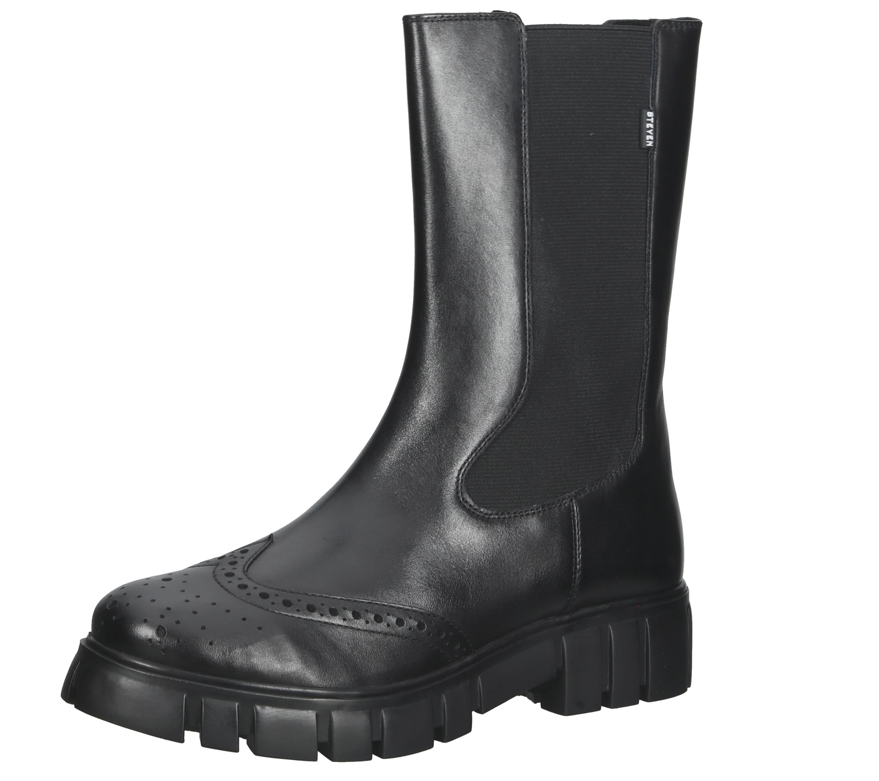 STEVEN NEW YORK Damen Echtleder-Stiefel Stiefelette Herbst-Schuhe SNY11000303-03001-017 Schwarz von STEVEN NEW YORK