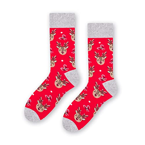 Lustige Socken mit Christmas Motiv Herren und Damen, Weihnachtssocken, Bunte Socken Herren & Damen, Baumwollsocken I EU 41-43/44-46/35-37/38-40 von STEVEN