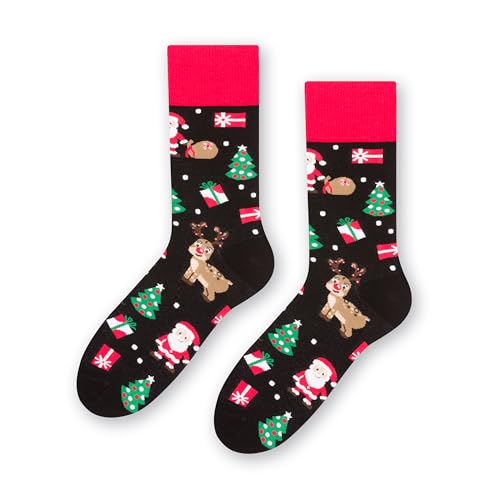 Lustige Socken mit Christmas Motiv Herren und Damen, Weihnachtssocken, Bunte Socken Herren & Damen, Baumwollsocken I EU 41-43/44-46/35-37/38-40 von STEVEN