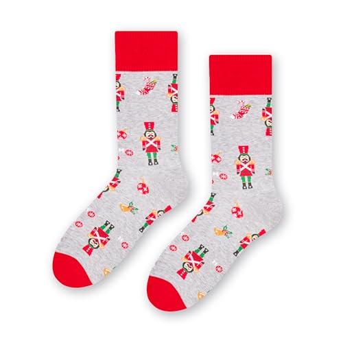 Lustige Socken mit Christmas Motiv Herren und Damen, Weihnachtssocken, Bunte Socken Herren & Damen, Baumwollsocken I EU 41-43/44-46/35-37/38-40 von STEVEN