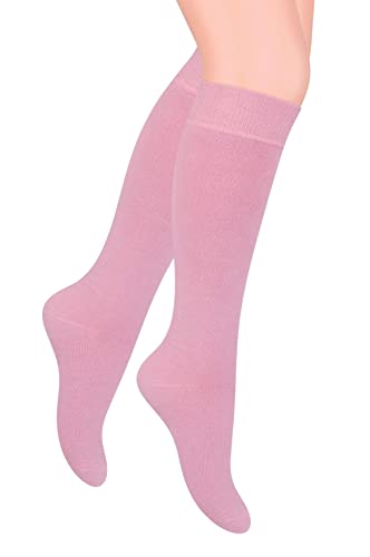 STEVEN Kniestrümpfe Mädchen I I Extra Fein Gekämmter Baumwolle Kniehohe Socken I Zwanglos oder Offiziell Lange Universelle Socken I Größe EU32, EU33, EU34 I Rosa von STEVEN
